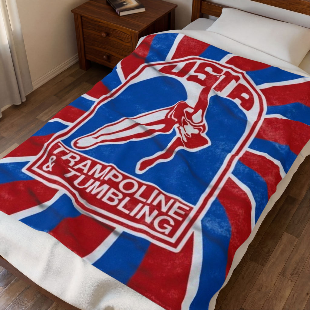Trampoline & Tumbling Velveteen Plush Blanket – USA Retro Gymnastics Throw