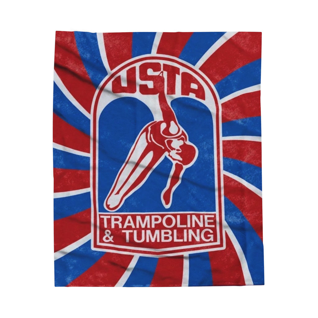 Trampoline & Tumbling Velveteen Plush Blanket – USA Retro Gymnastics Throw