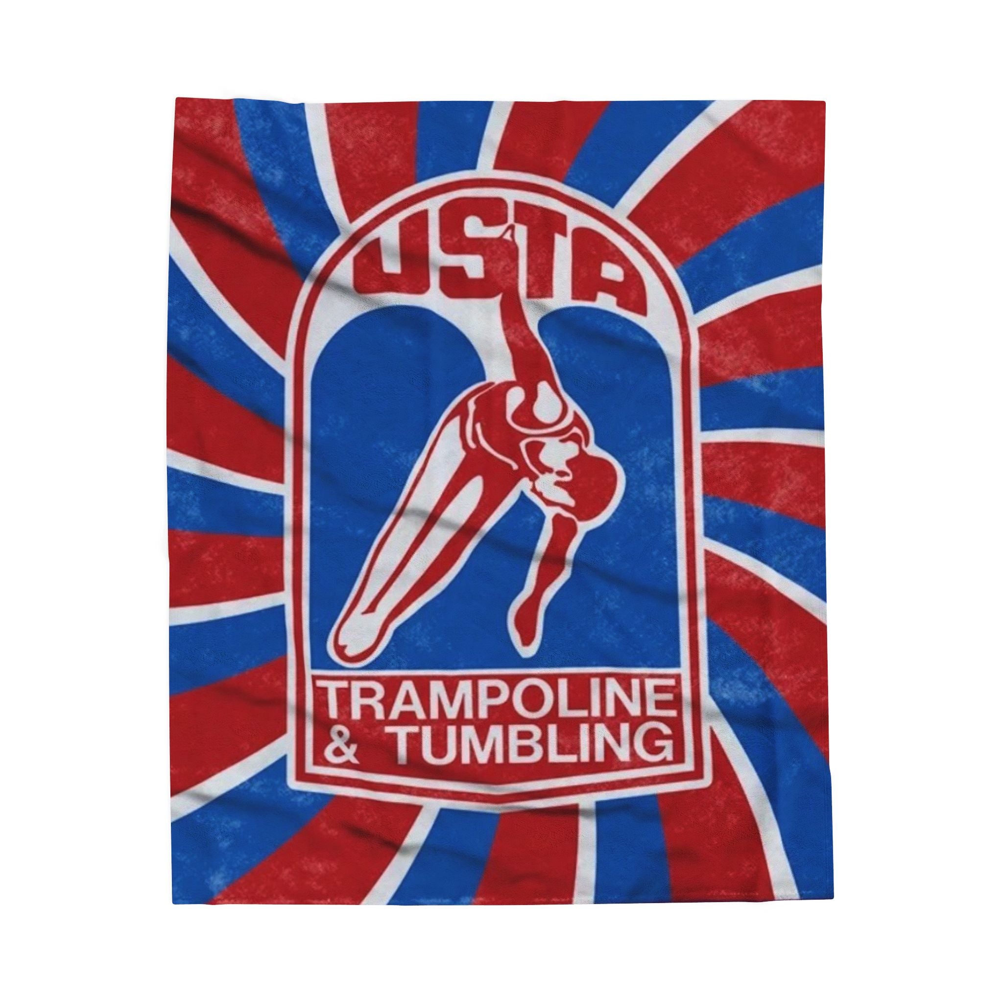 Trampoline & Tumbling Velveteen Plush Blanket – USA Retro Gymnastics Throw
